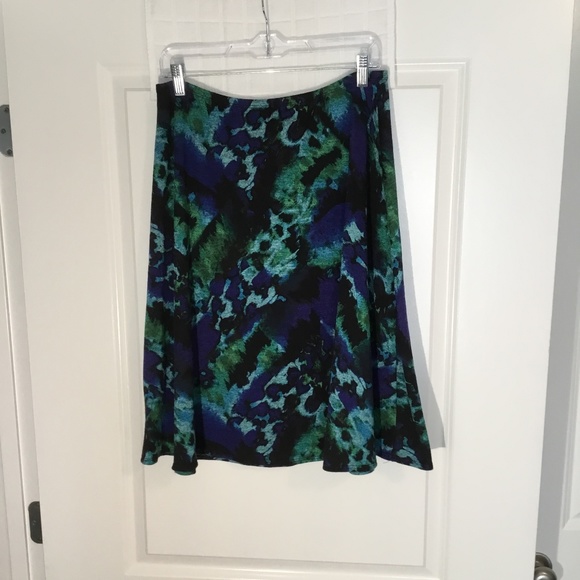 Ladies Elastic Waist Skirt Blue/ Green/ Black Size 12 - Picture 1 of 5